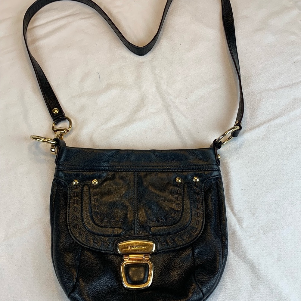 B. Makowski black leather crossbody bag